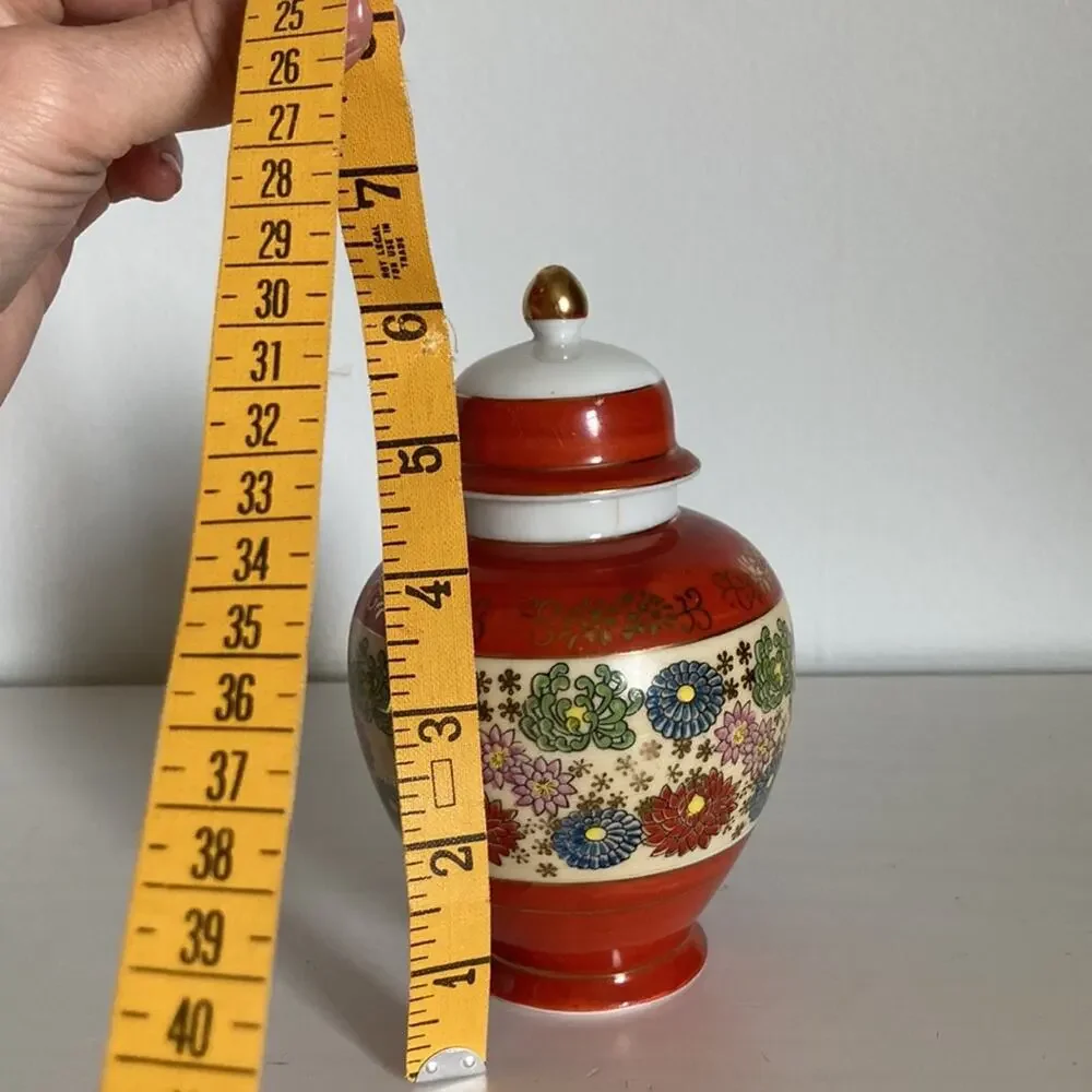 Vintage 1970s Handpainted Ginger Jar